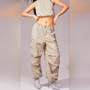 H&M Divided Women's Taupe Parachute Pants Elastic Waist/Hem Small